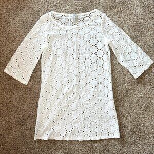 Jordan Taylor USA 100% cotton white sheath dress cover-up resortwear lace small